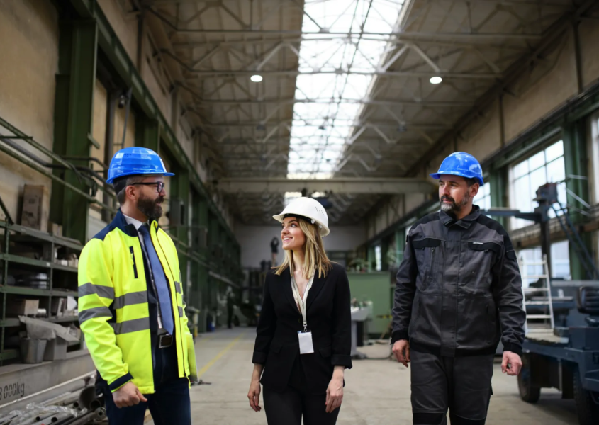 Company leaders planning a manufacturing facility expansion illustrating incentives and sustainable growth