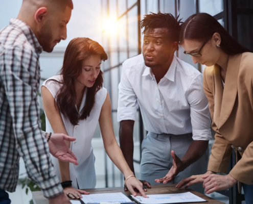 Cross-functional team coordinating on integrating incentives into budgets